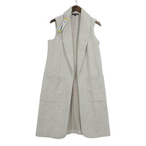 NEW Hilary Radley Womens S Beige Sleeveless Open Front Vest